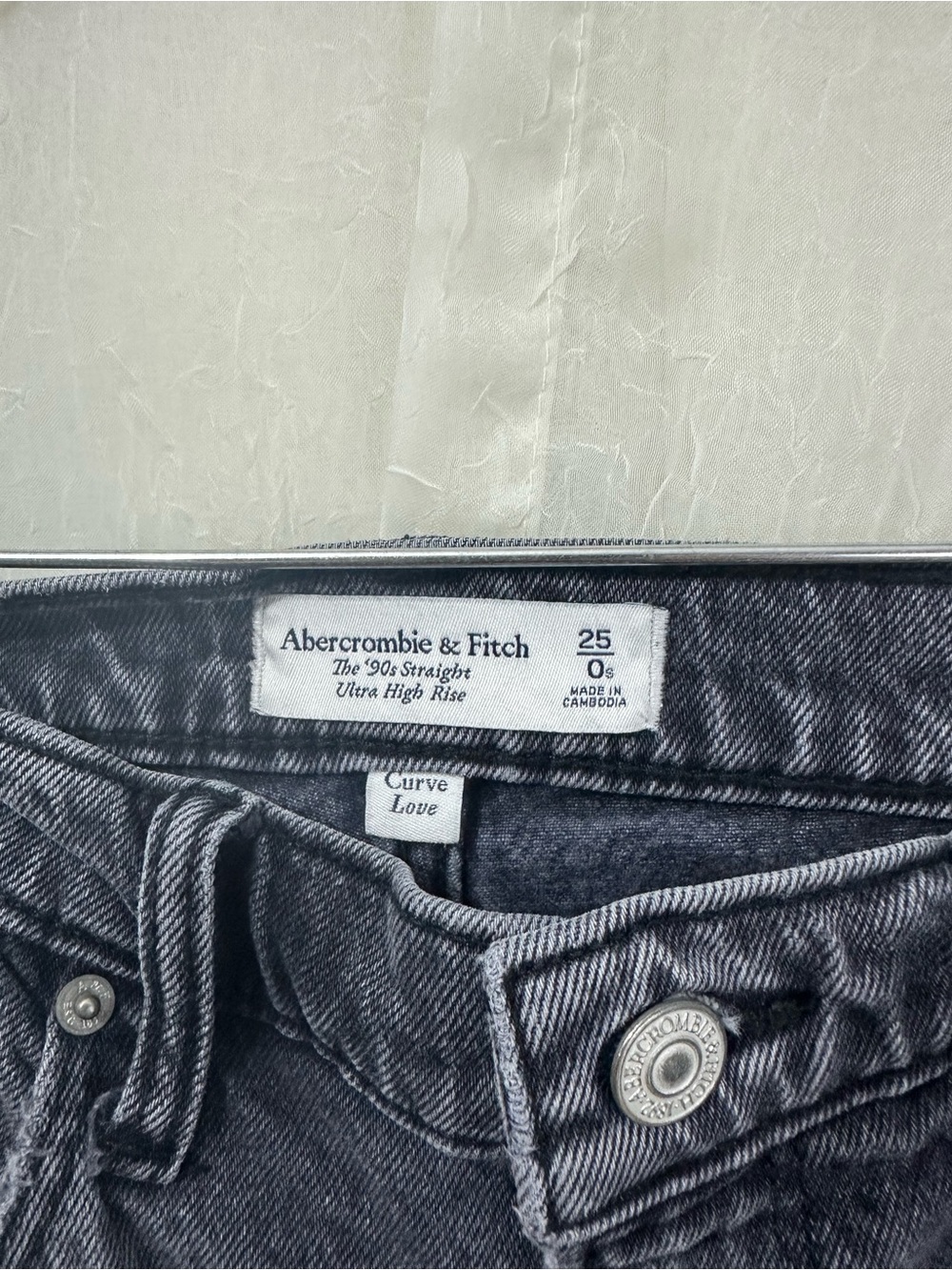 Abercrombie & Fitch Ultra High-Rise Straight Jeans in Charcoal Gray - Picture 3 of 5